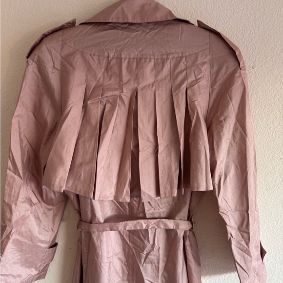 Alorna Made In Hong Kong Vintage Pink Rain Trench Coat Polyester Belted - Picture 7 of 13